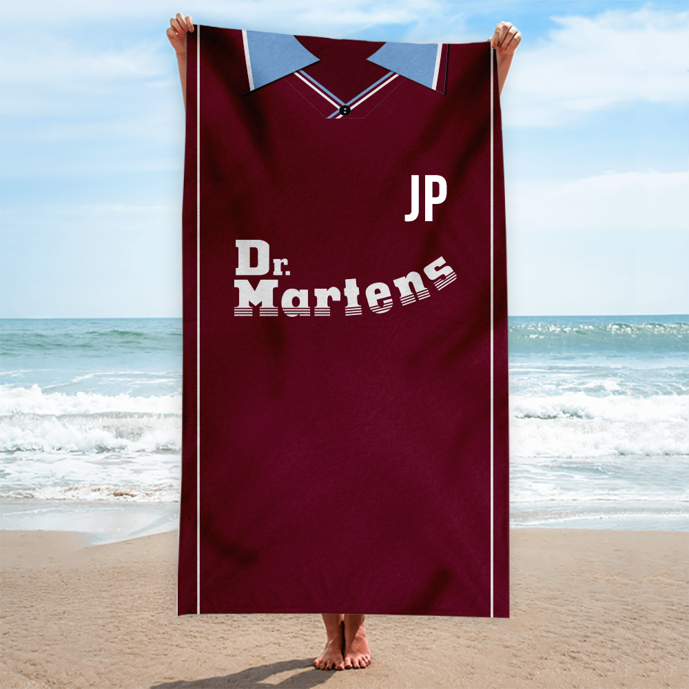 West Ham - 2000 Home Shirt - Personalised Vintage Beach Towel 