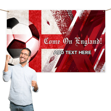 Come on England! Retro Football - Personalised 5ft x 3ft Fabric Banner