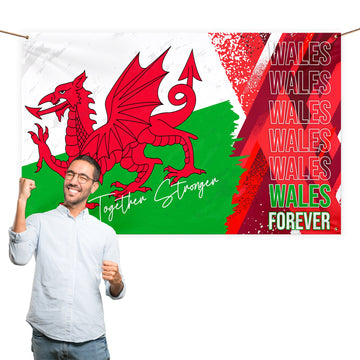 Wales Dragon - Personalised Retro Football 5ft x 3ft Fabric Banner